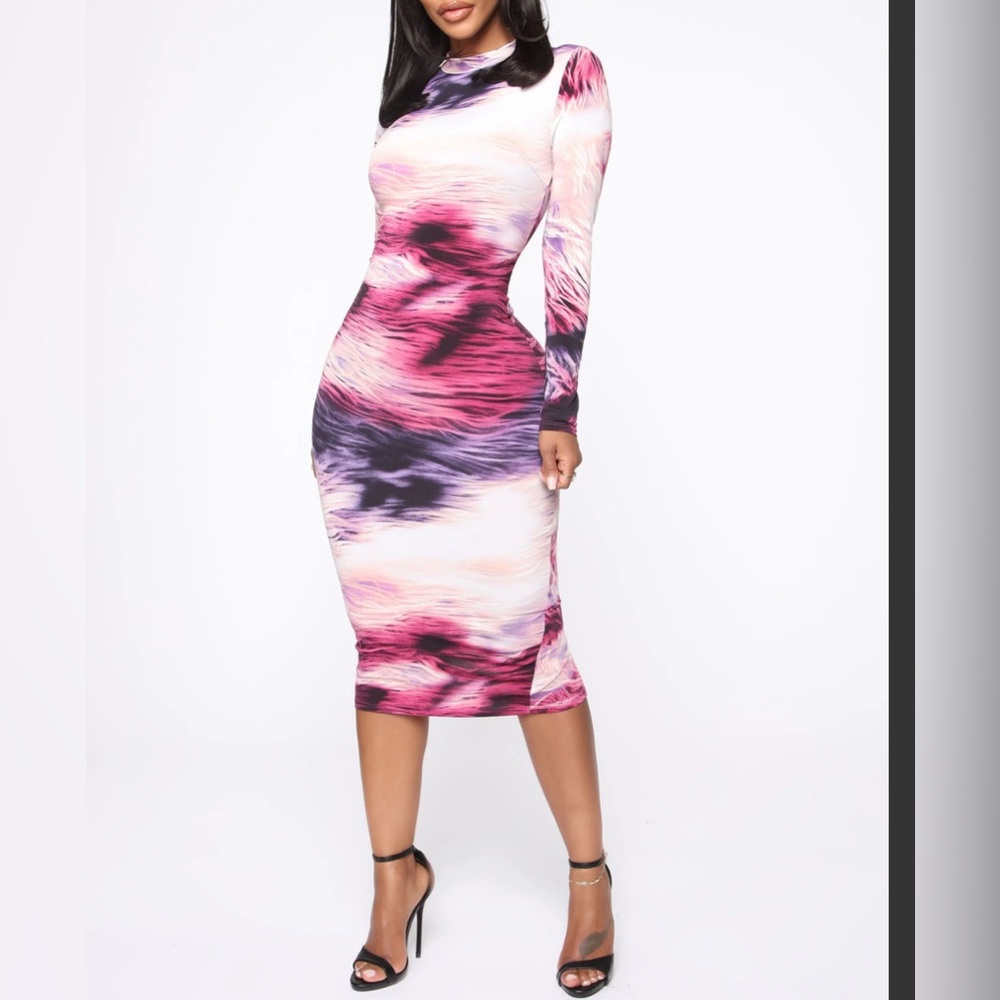 Ghosting You Midi Dress - Purple/Multi